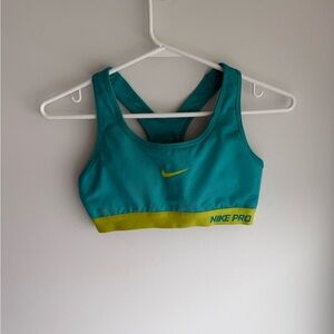 Nike Women's Teal and Yellow Swim Top